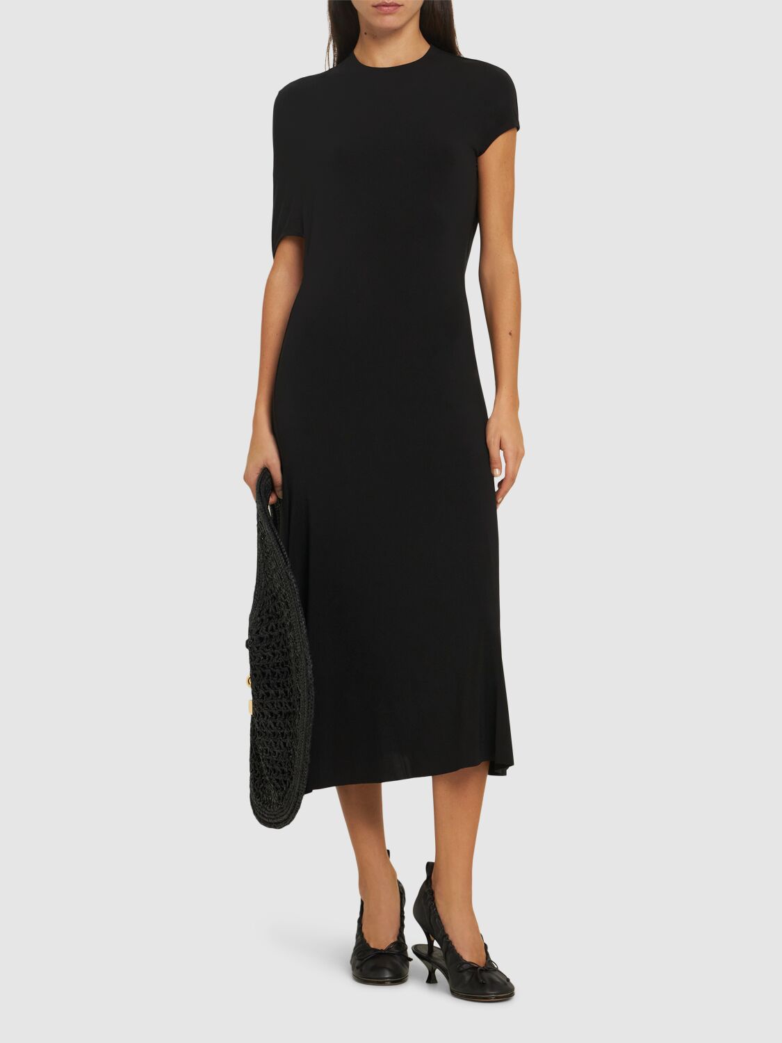 Jacquemus La Robe Salerno Asymmetric Open-back Stretch-jersey Midi Dress In Black