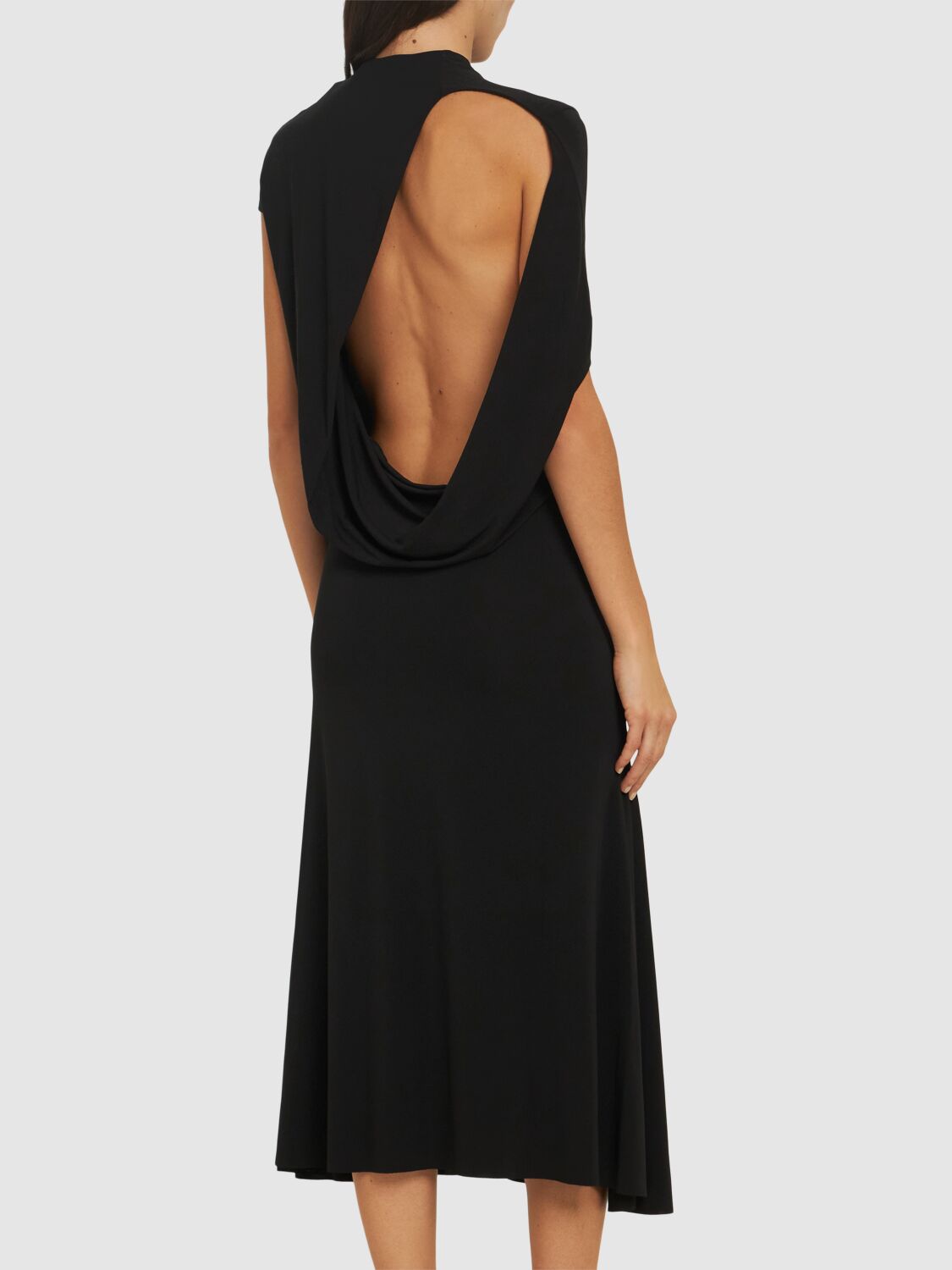 Jacquemus La Robe Salerno Asymmetric Open-back Stretch-jersey Midi Dress In Black