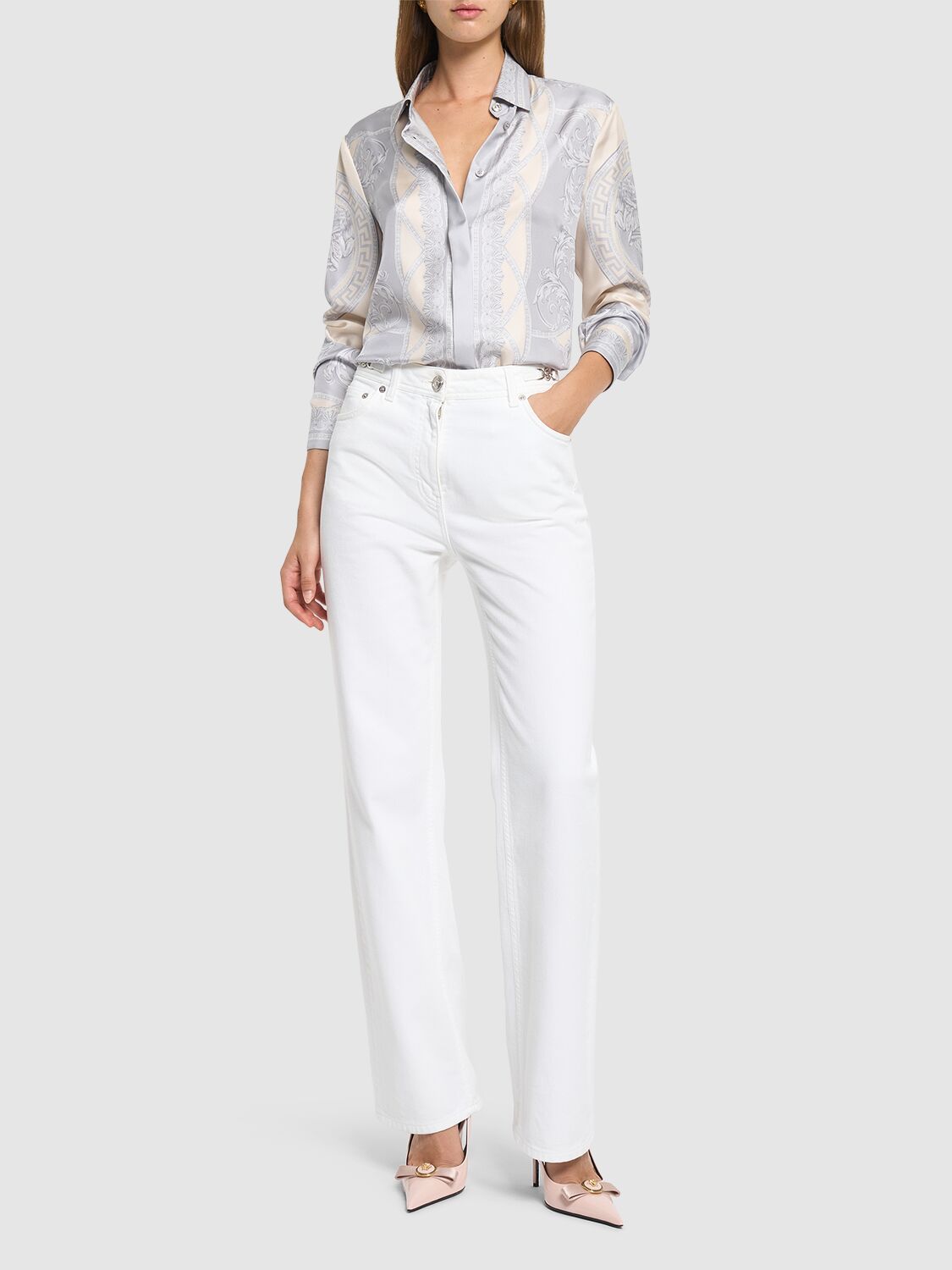 VERSACE FOULARD PRINT SILK TWILL SHIRT 