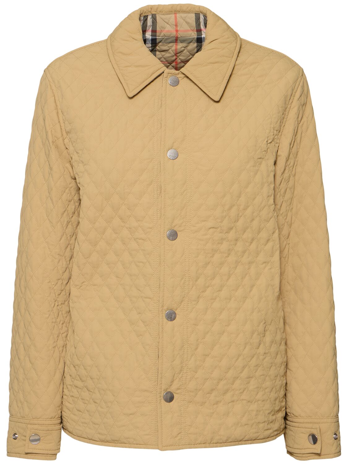 Shop Burberry Reversible Quilted Short Jacket In Beige