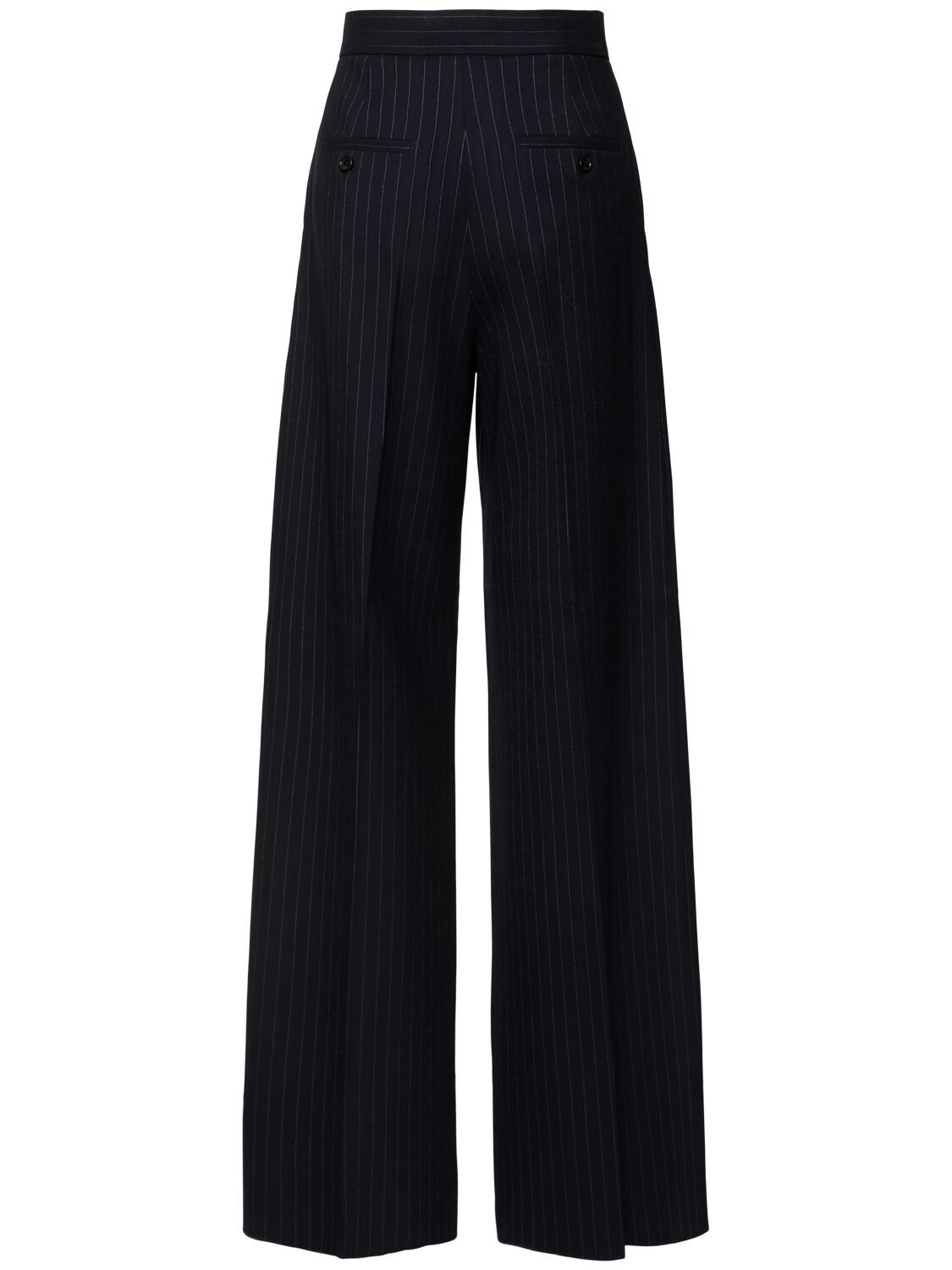 Shop Max Mara Bacca Pinstripe Wool Pants In Blue