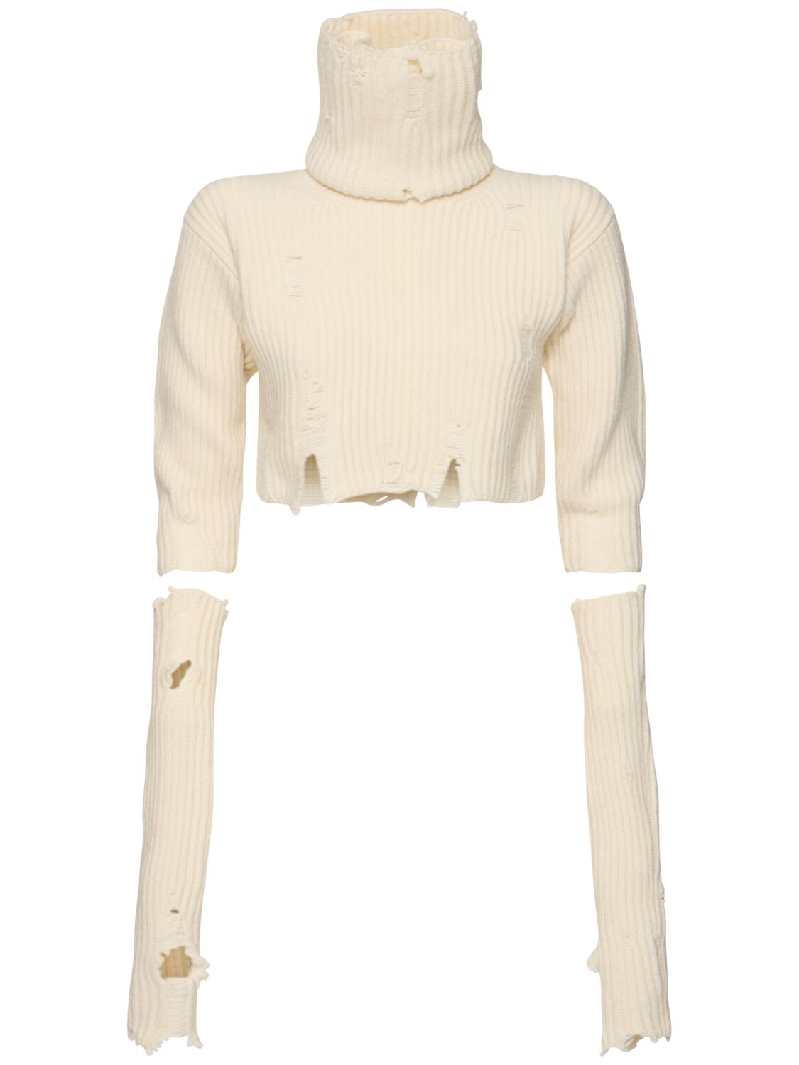 Ann Demeulemeester Aliza 3-piece Wool Crop Sweater Set In Ivory