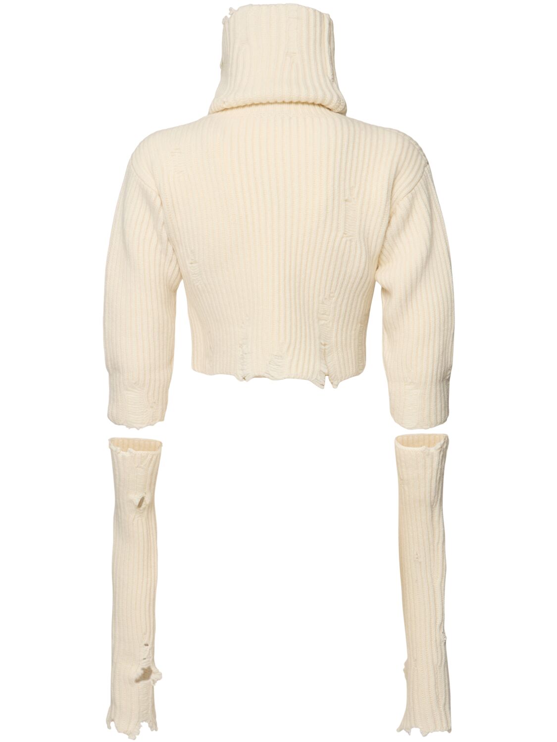 Shop Ann Demeulemeester Aliza 3-piece Wool Crop Sweater Set In Ivory