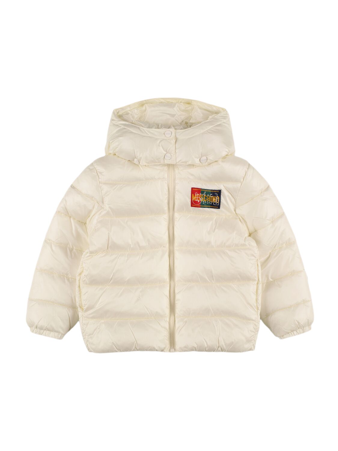 Moschino Printed Nylon Puffer Jacket In White