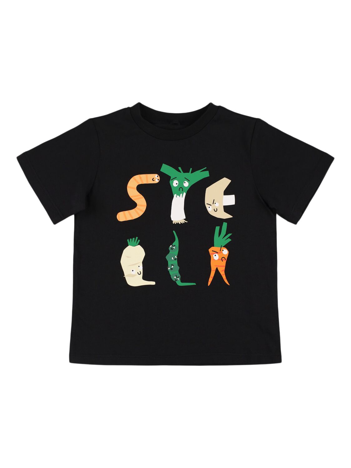 Stella Mccartney Printed Cotton Jersey T-shirt In Black