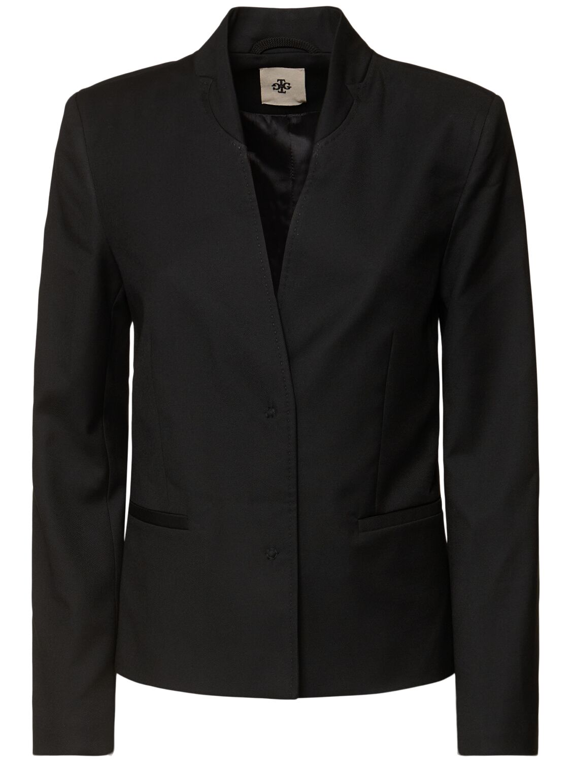 The Garment Douglas Tailored Collarless Blazer In Black