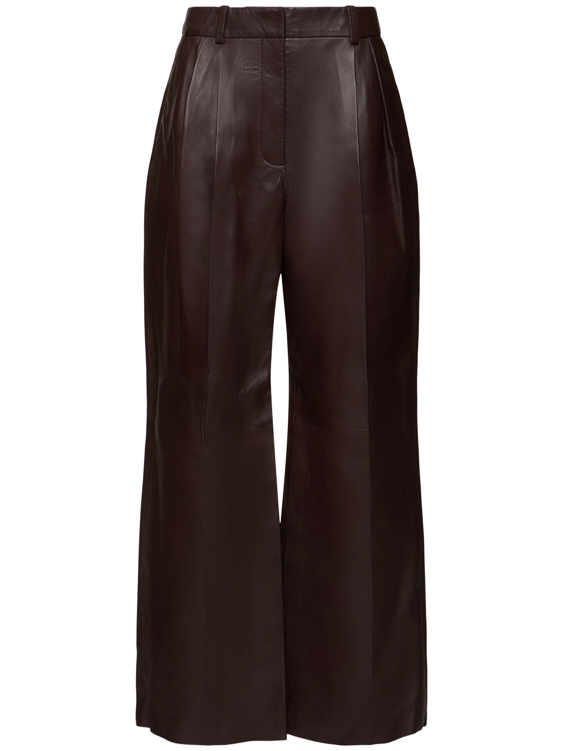 Zimmermann Illustration Leather Wide Pants In Mahogany