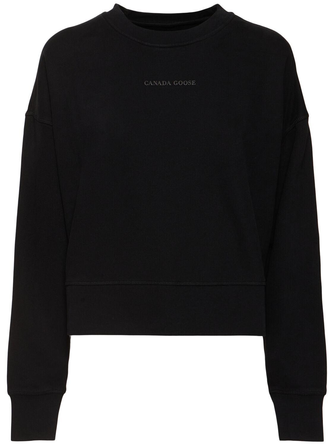 Shop Canada Goose Muskoka Relaxed Cotton Crew Sweatshirt In Black