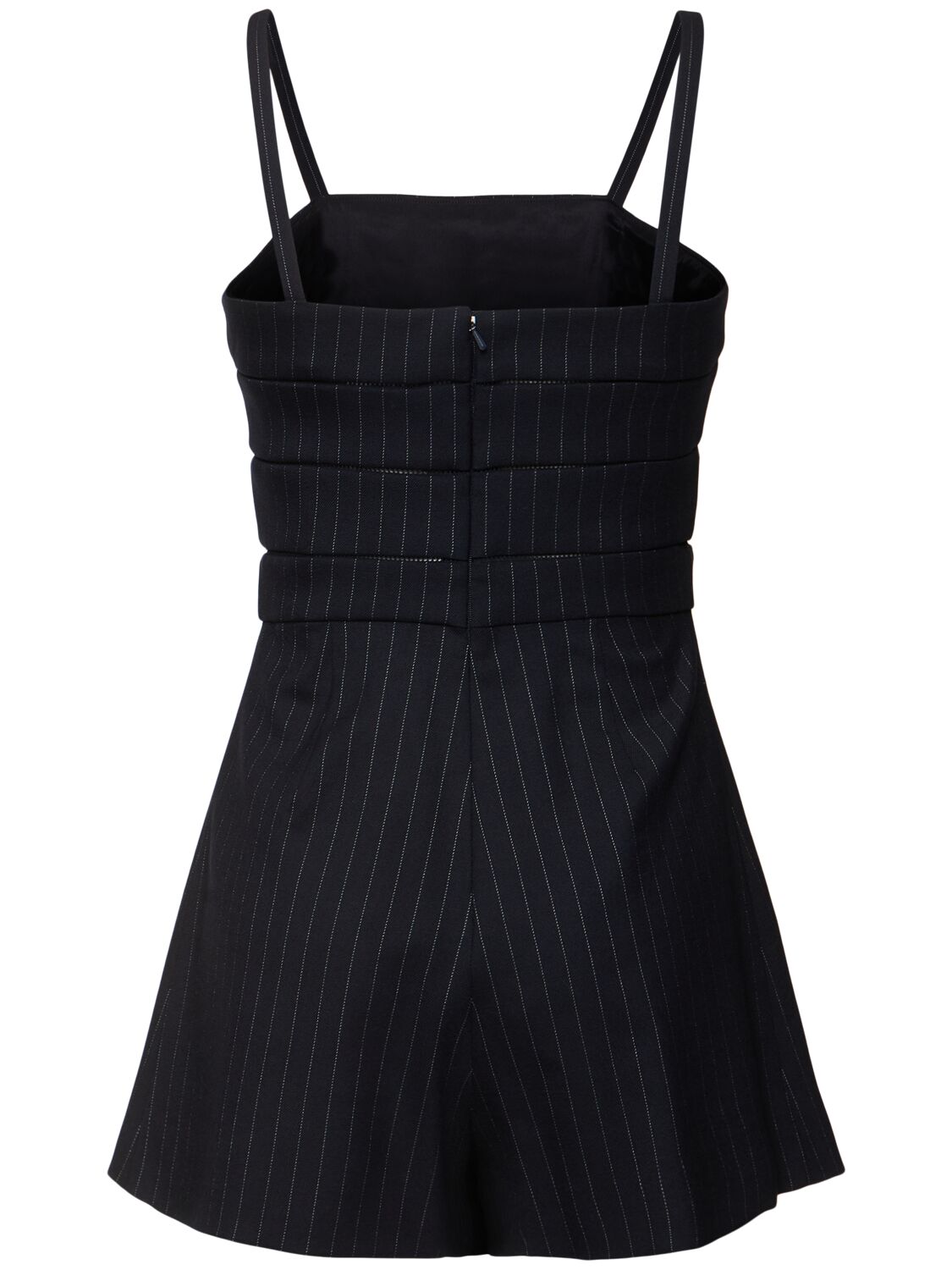 Shop Max Mara Anfora Pinstriped Stretch Wool Romper In Blue