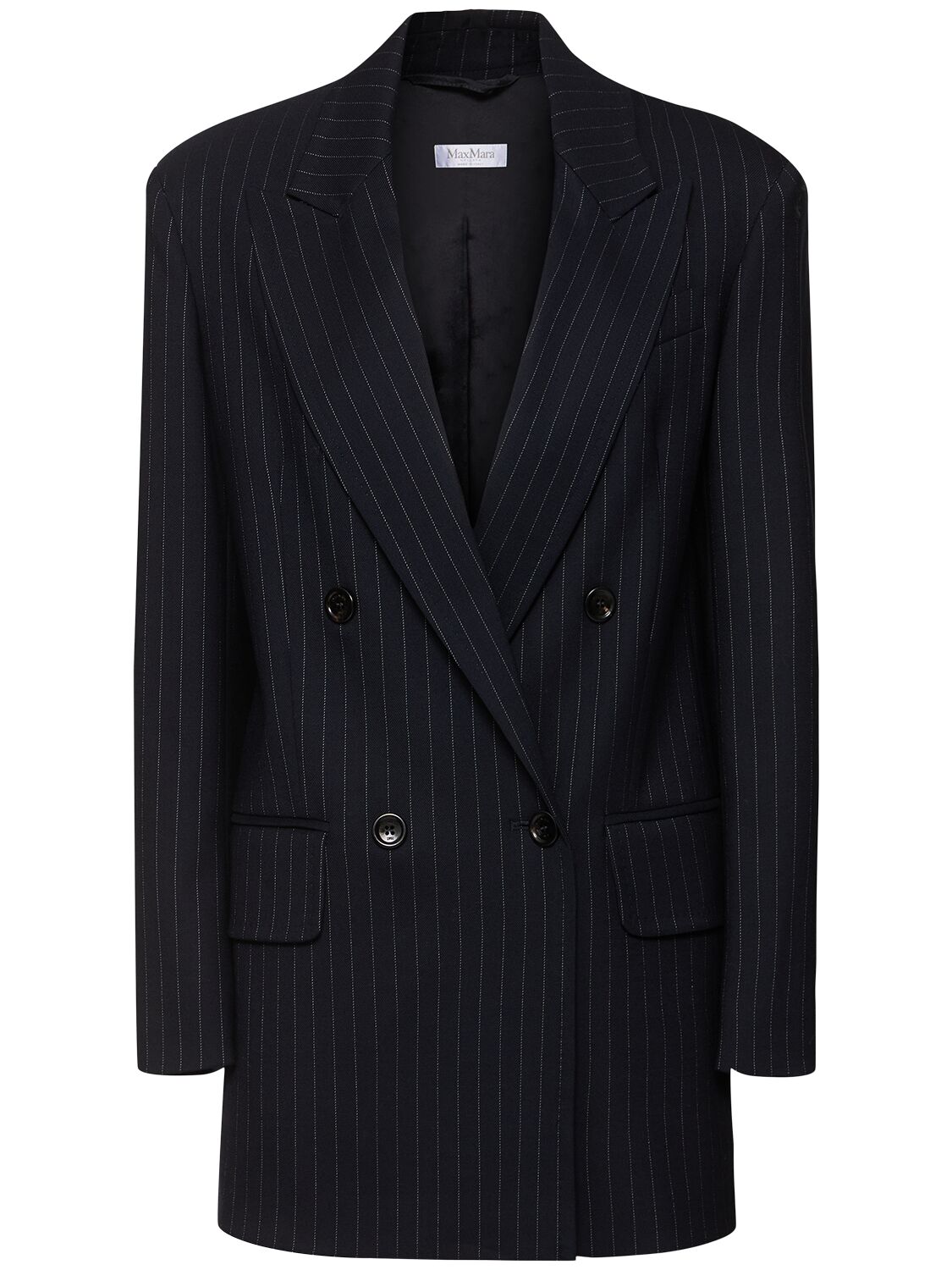 Shop Max Mara Albany Pinstripe Wool Blend Blazer In Blue