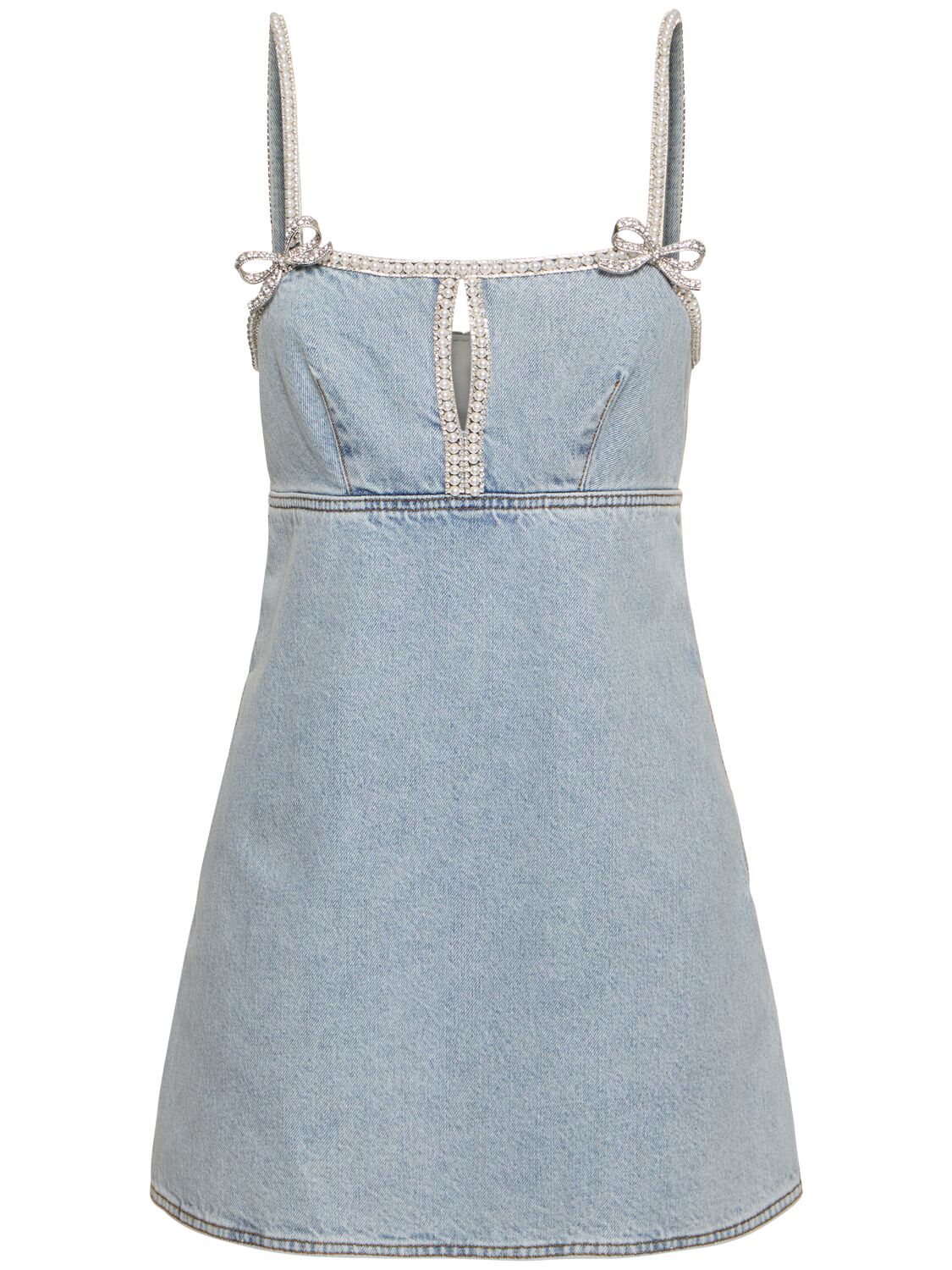 Denim Pearl Mini Dress