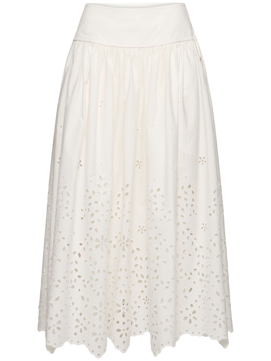 Embroidered Cotton Midi Skirt