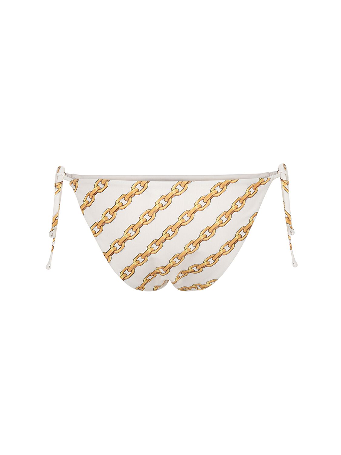 Versace White Bikini Bottom With Adjustable Tie Closure And All-over Chain Print In Tech Fabric Stretch Woma In White