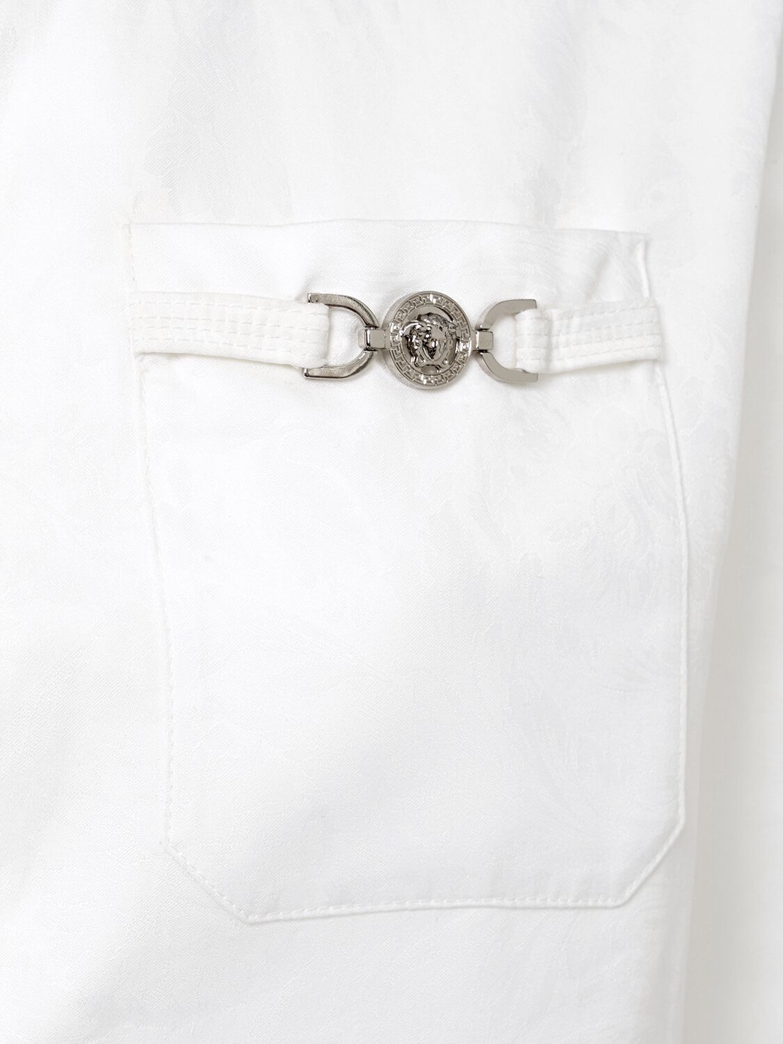 Versace Barocco Cotton Poplin Crop Shirt In White