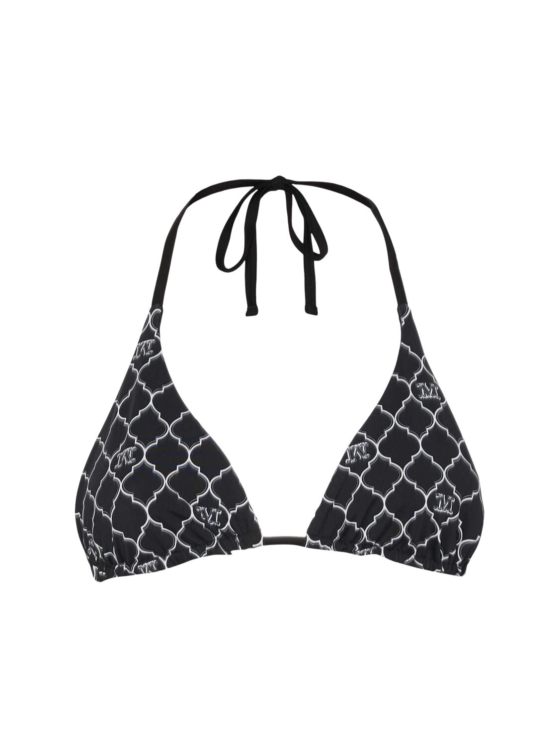 Max Mara Amedea Printed Bikini Top In Black