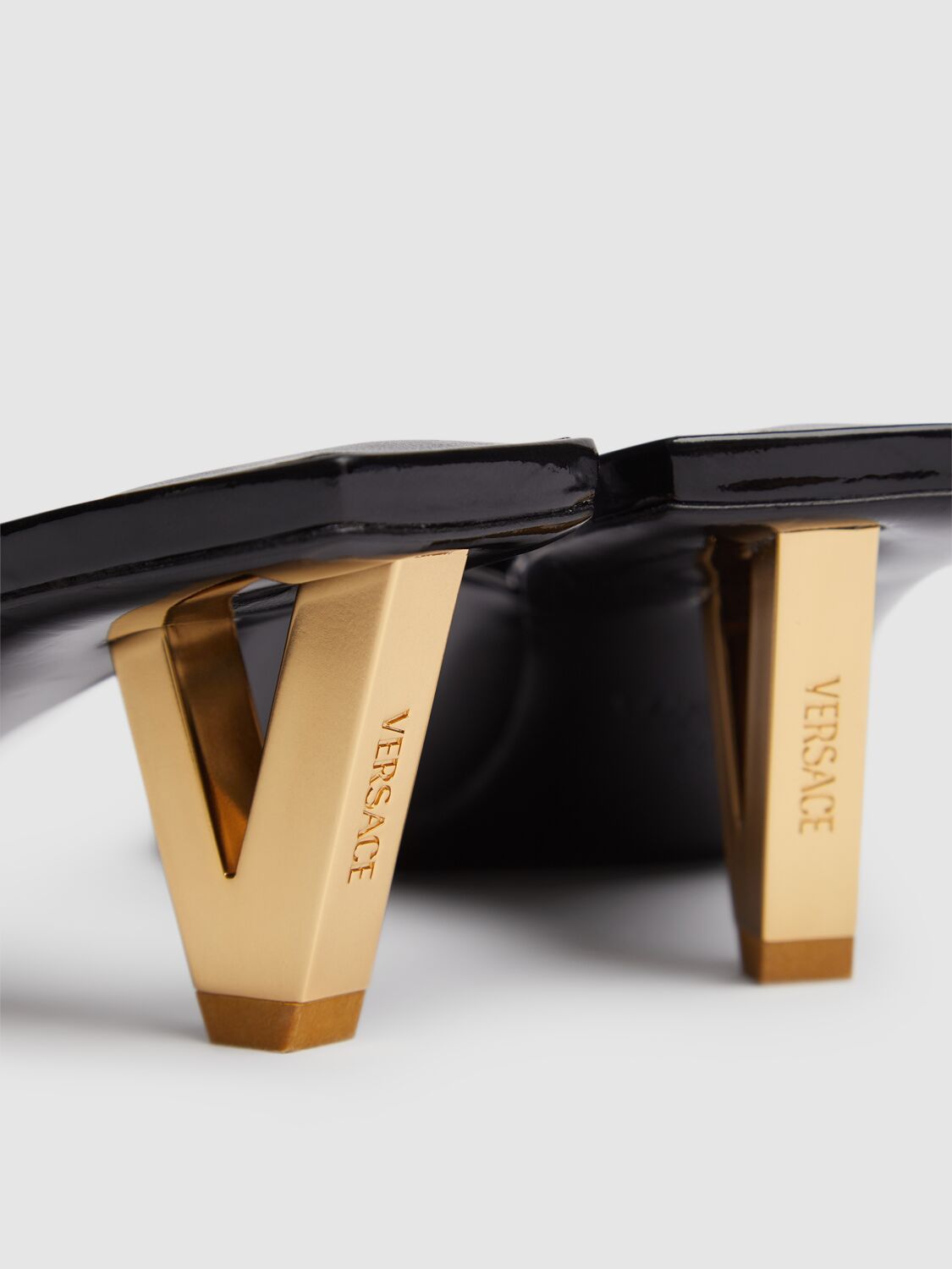 Shop Versace 55mm Patent Leather Mules In Black