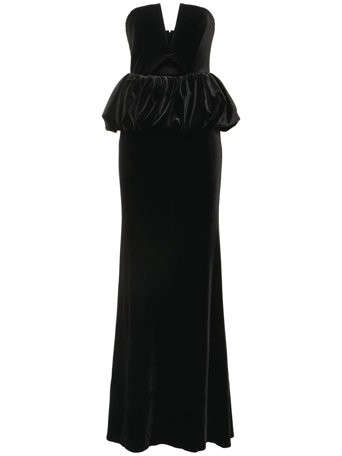 Robe Bustier Péplum Longue En Velours - SELF-PORTRAIT - Modalova