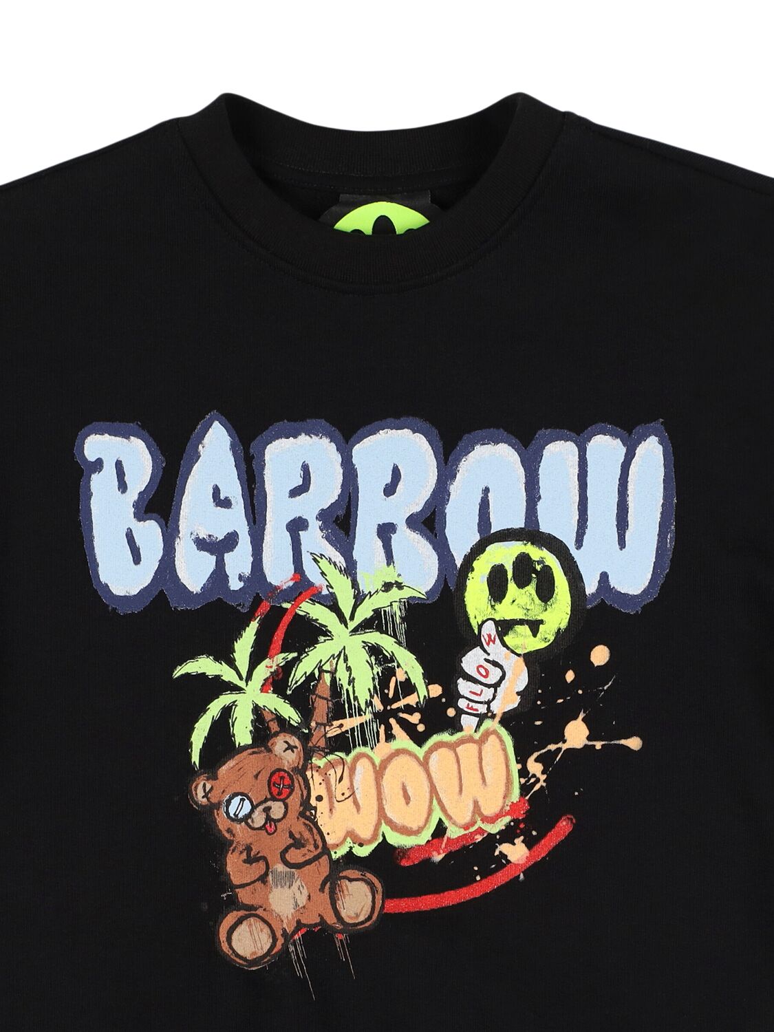 Barrow Printed Cotton Crewneck Sweatshirt In Black