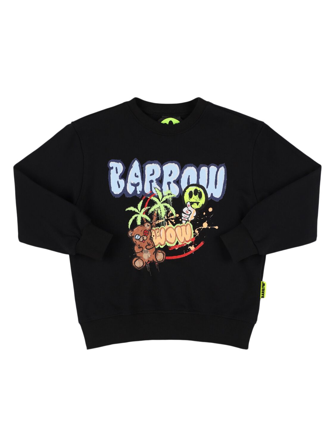 Barrow Printed Cotton Crewneck Sweatshirt In Black