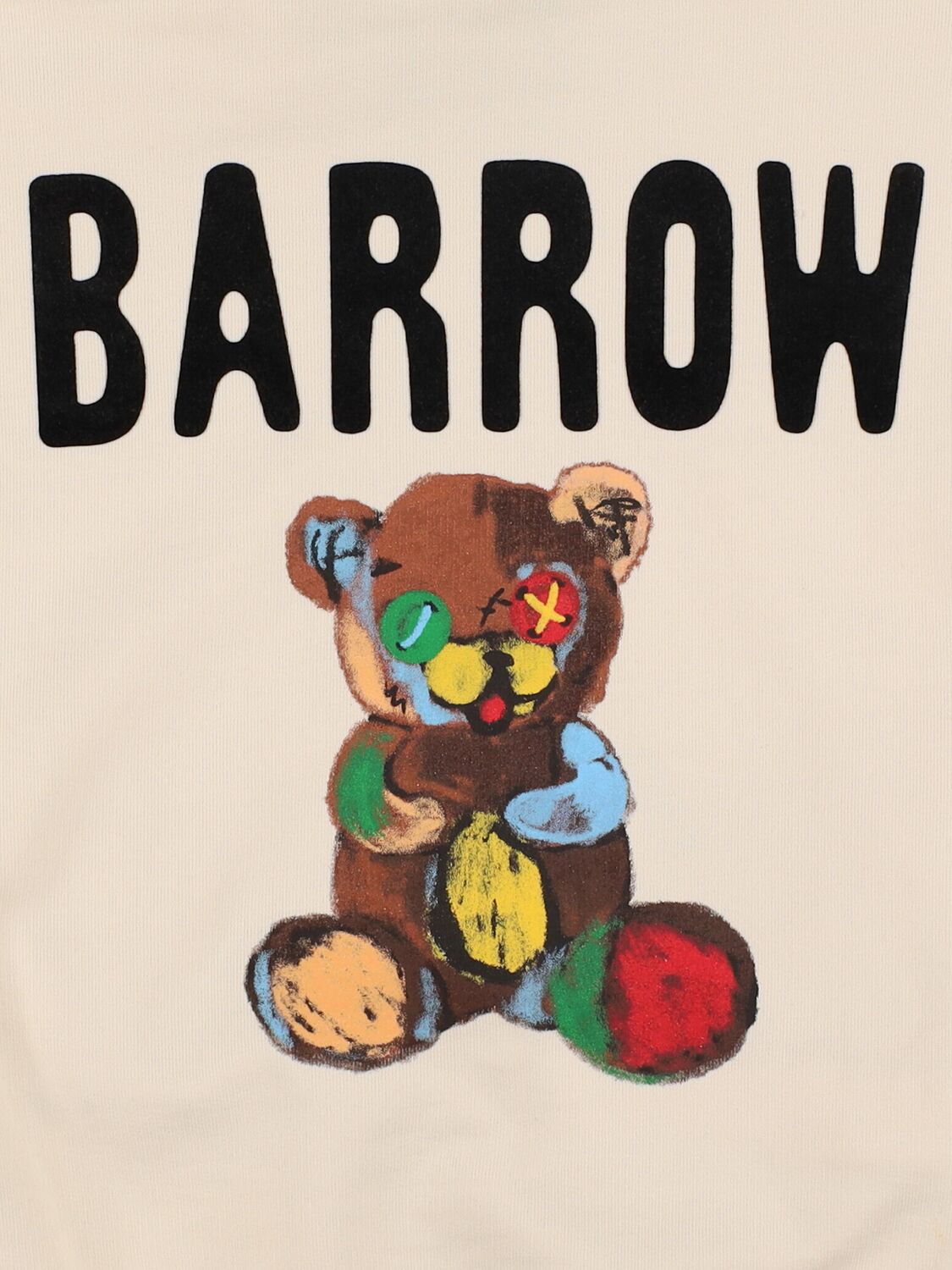 Barrow Printed Cotton Sweatshirt Hoodie In Off-white
