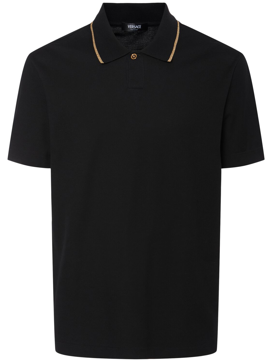 Polo En Maille De Piqué De Coton - VERSACE - Modalova