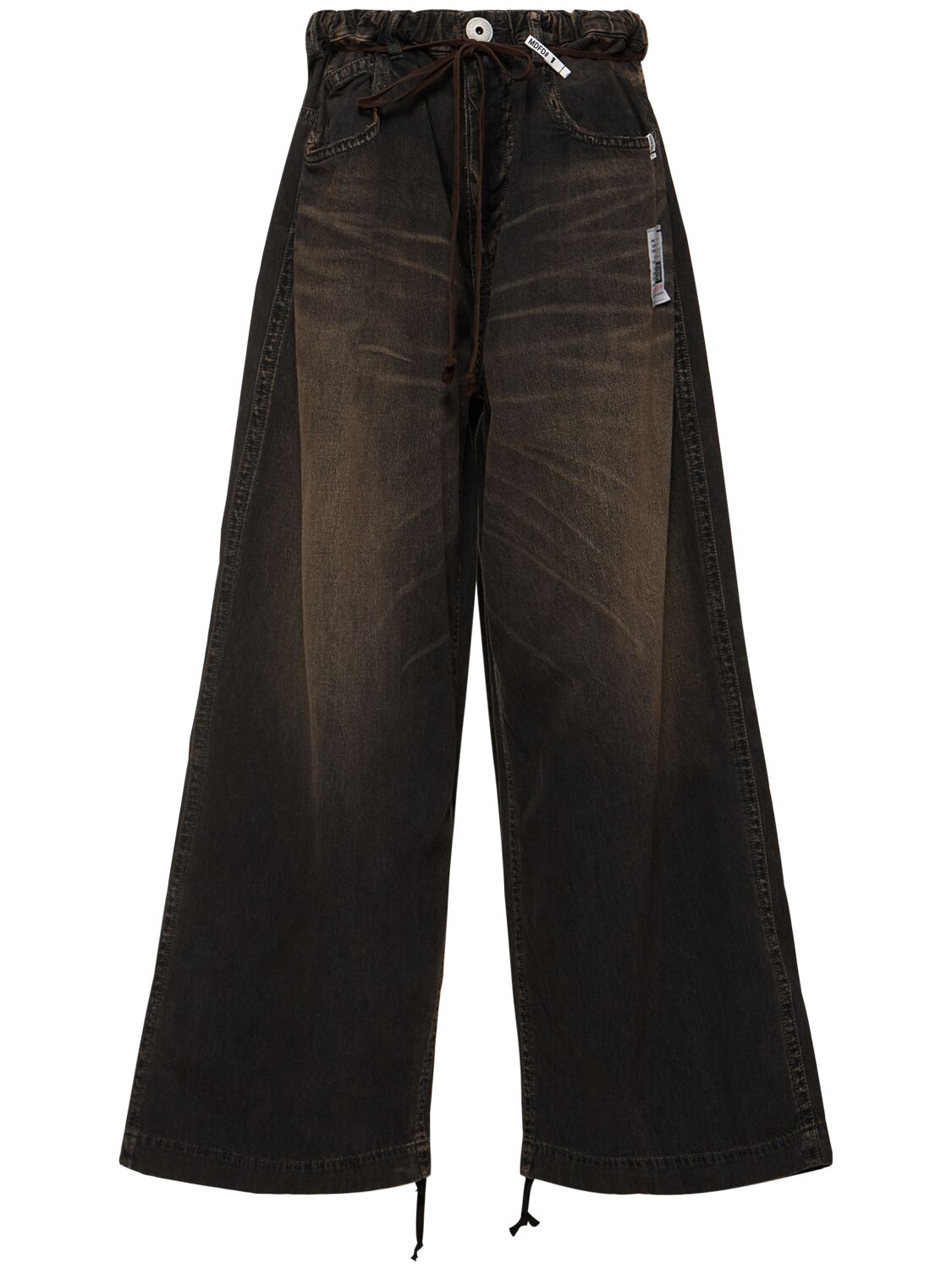 Gathered High Rise Denim Wide Jeans