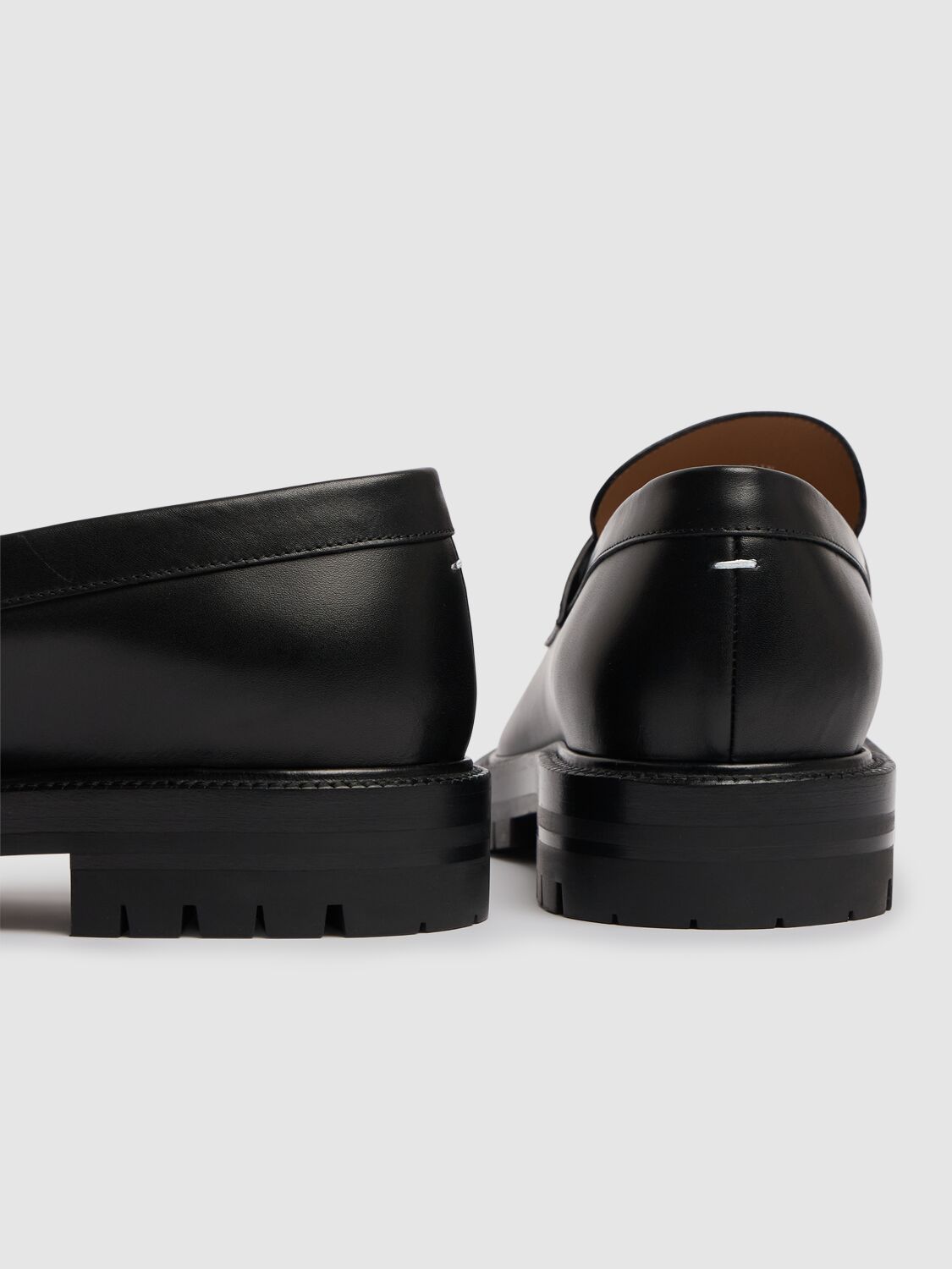 Maison Margiela Tabi County Split-toe Distressed Textured-leather Penny Loafers In Black