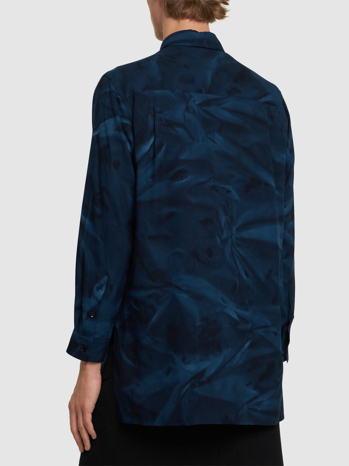 YOHJI YAMAMOTO A-PLACKET TRIPLE COLLAR VISCOSE SHIRT 