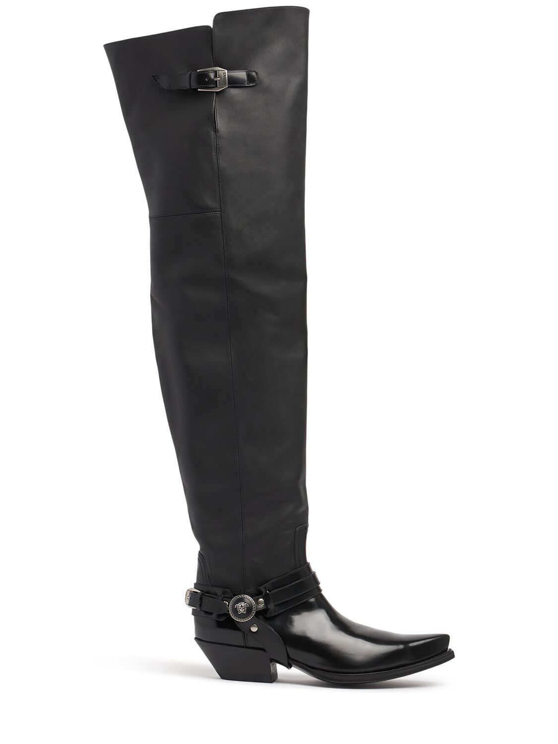 40mm Leather Western Over The Knee Boots