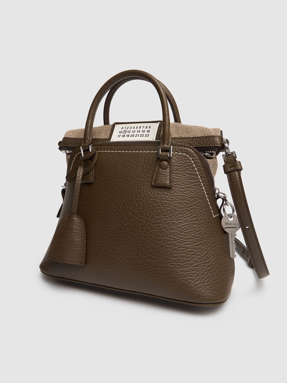 Shop Maison Margiela Mini 5ac Classique Grainy Leather Bag In Bark