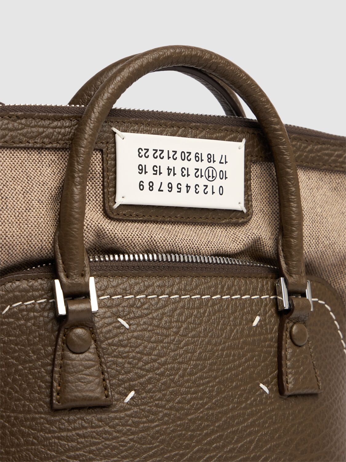 Shop Maison Margiela Mini 5ac Classique Grainy Leather Bag In Bark