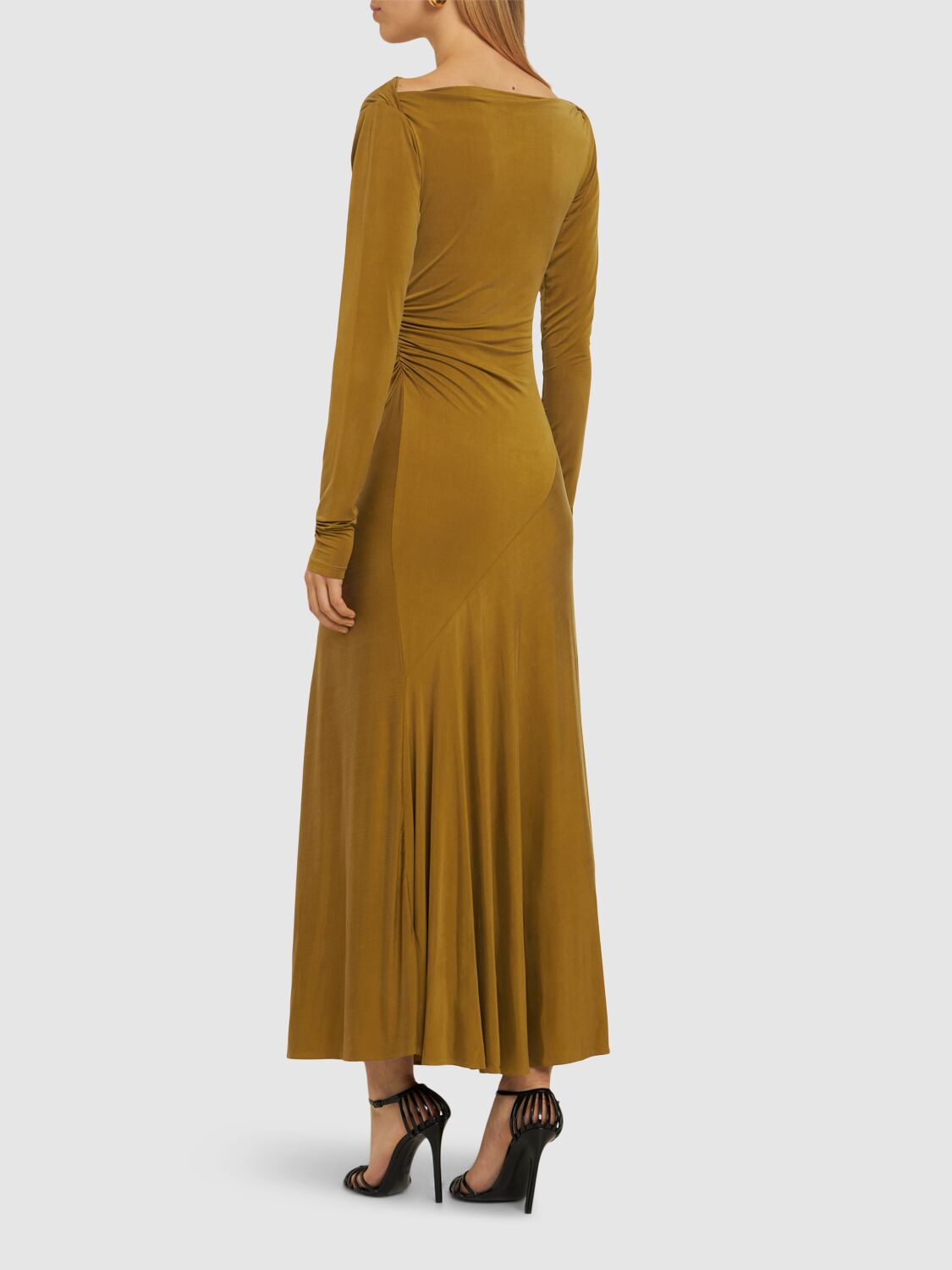 The Andamane Saba Suede-touch Jersey Midi Dress In Gold