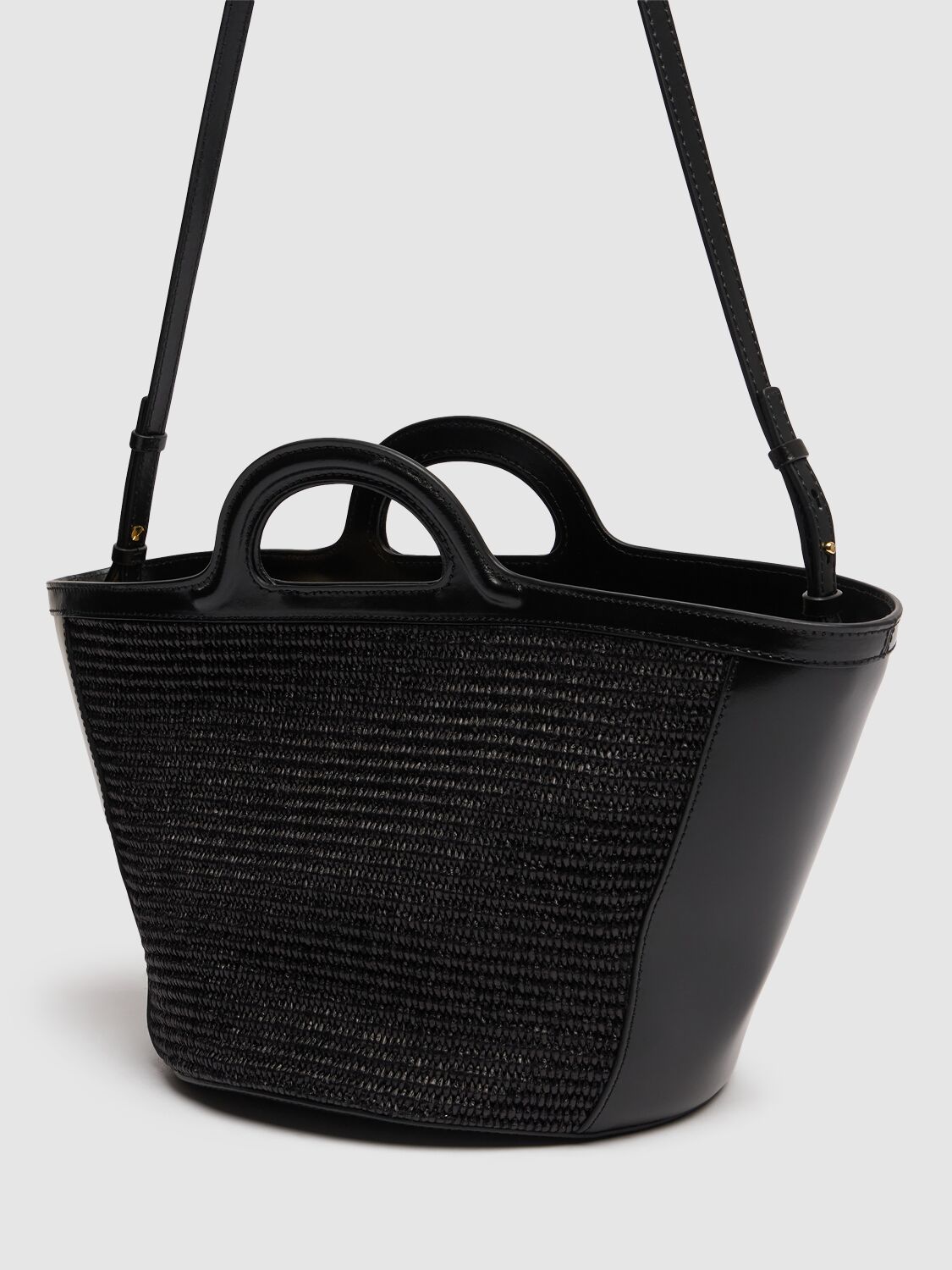 Shop Marni Small Tropicalia Raffia Effect Bag In Black
