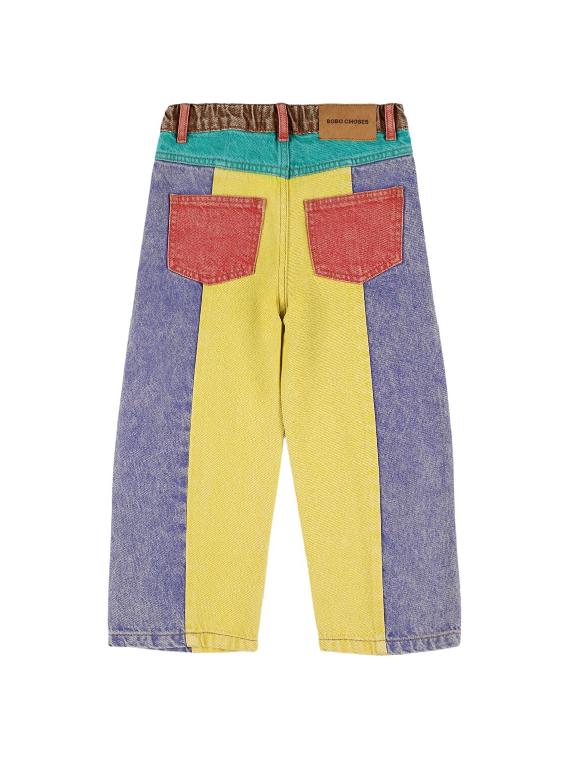Bobo Choses Cotton Denim Pants In Blue/yellow