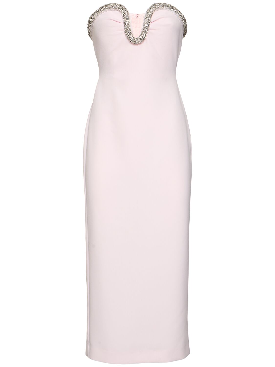 Strapless Embellished Crepe Midi Dress