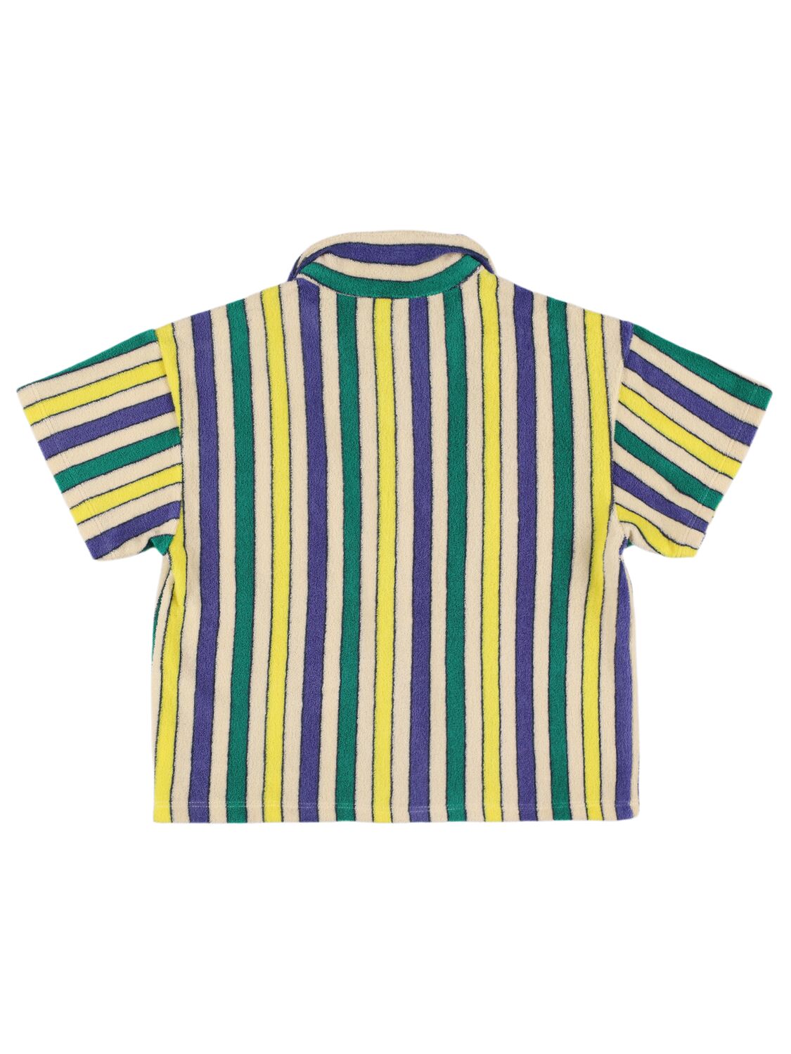 Bobo Choses Striped Colorblock Cotton Terry Shirt In White/multi