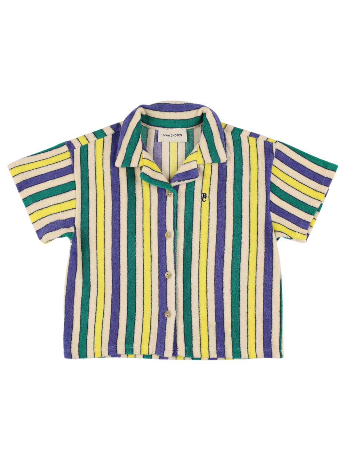 Bobo Choses Striped Cotton Terry Shirt In White/multi