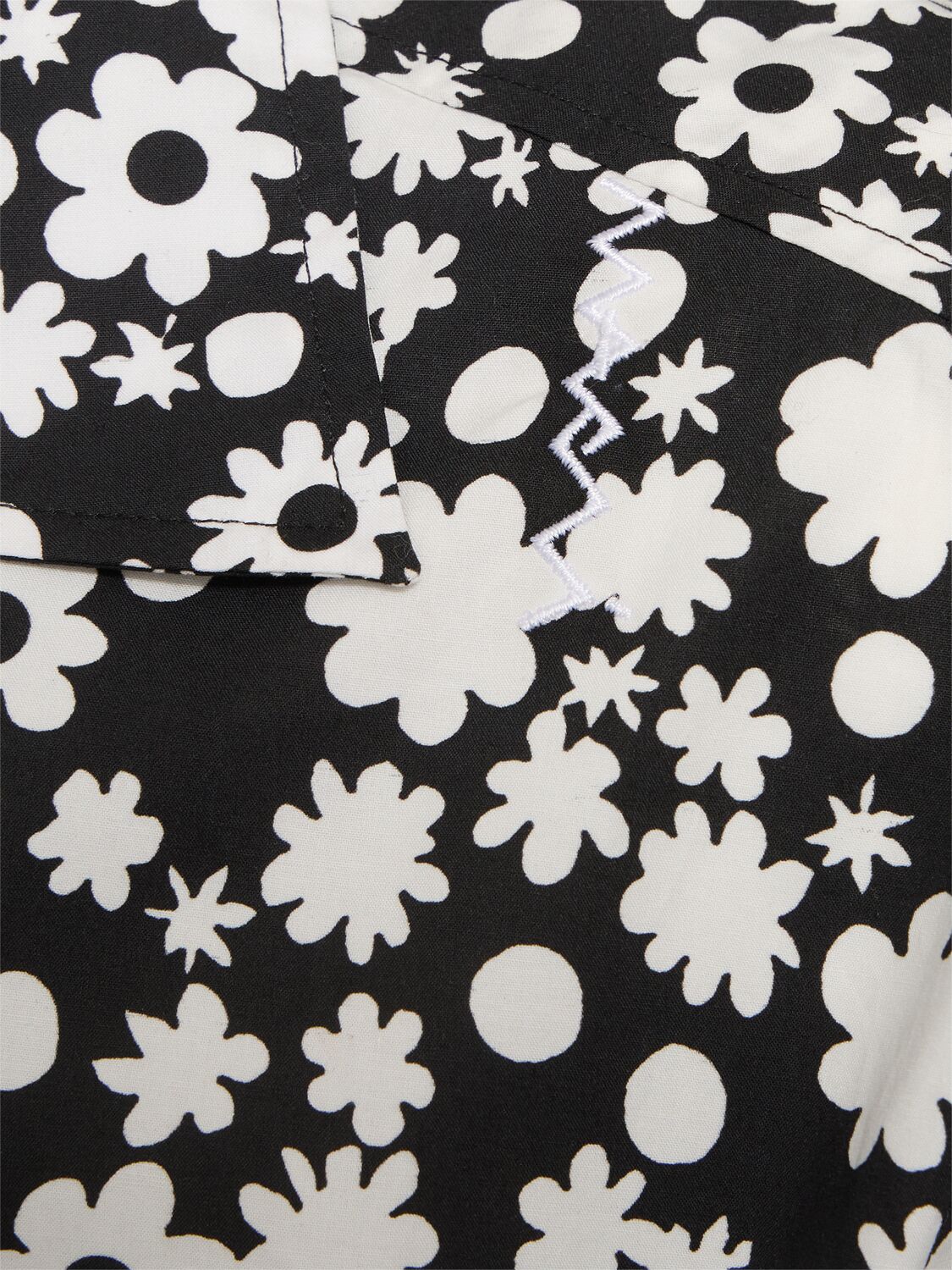 Marni Black And White Boxy Shirt With Pop Fields Motif In Black/white