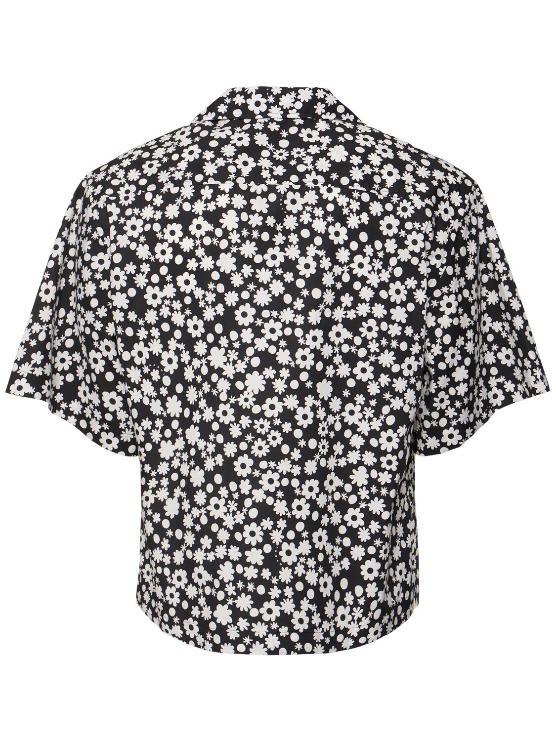 Marni Black And White Boxy Shirt With Pop Fields Motif In Black/white
