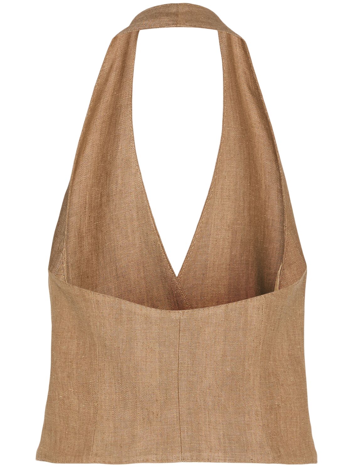 Max Mara Knitwear With Button Detailing And Halterneck In Camel