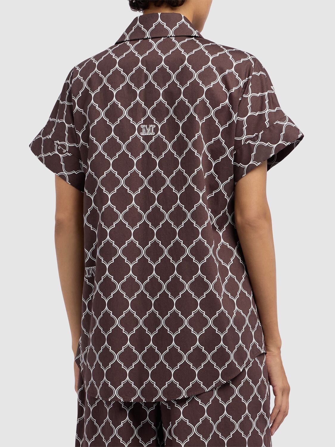 Max Mara Sponda Printed Cotton Poplin Shirt In Brown/multi