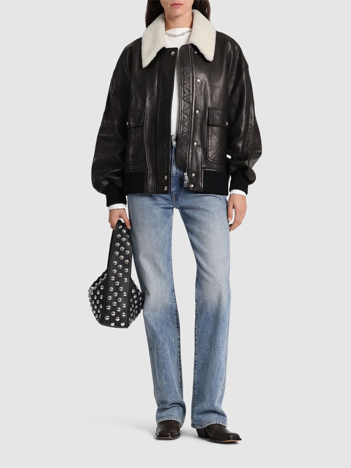 Shop Khaite Sheller Leather Jacket In Black
