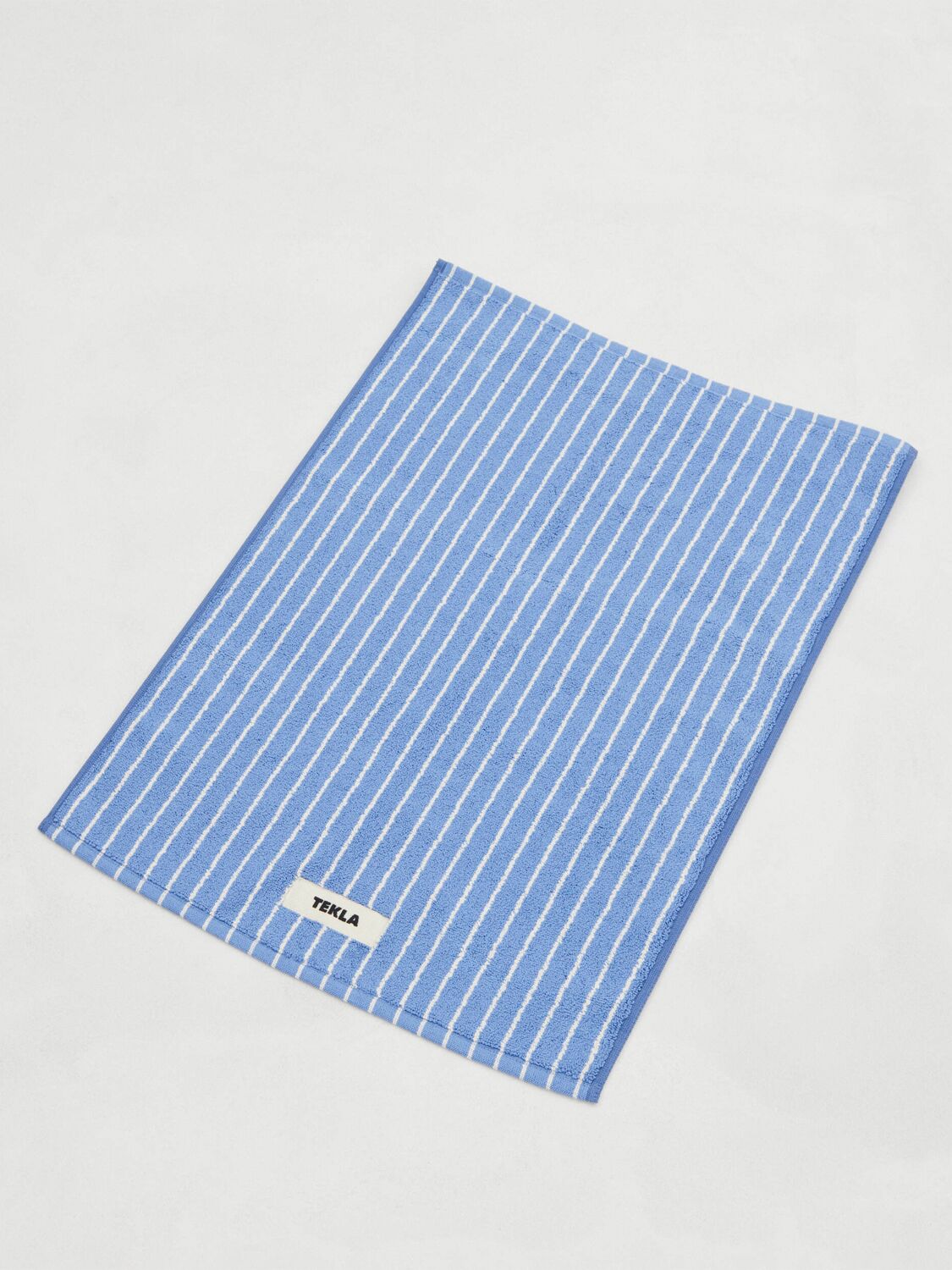Tekla Clear Blue Stripes Bath Mat In 蓝色