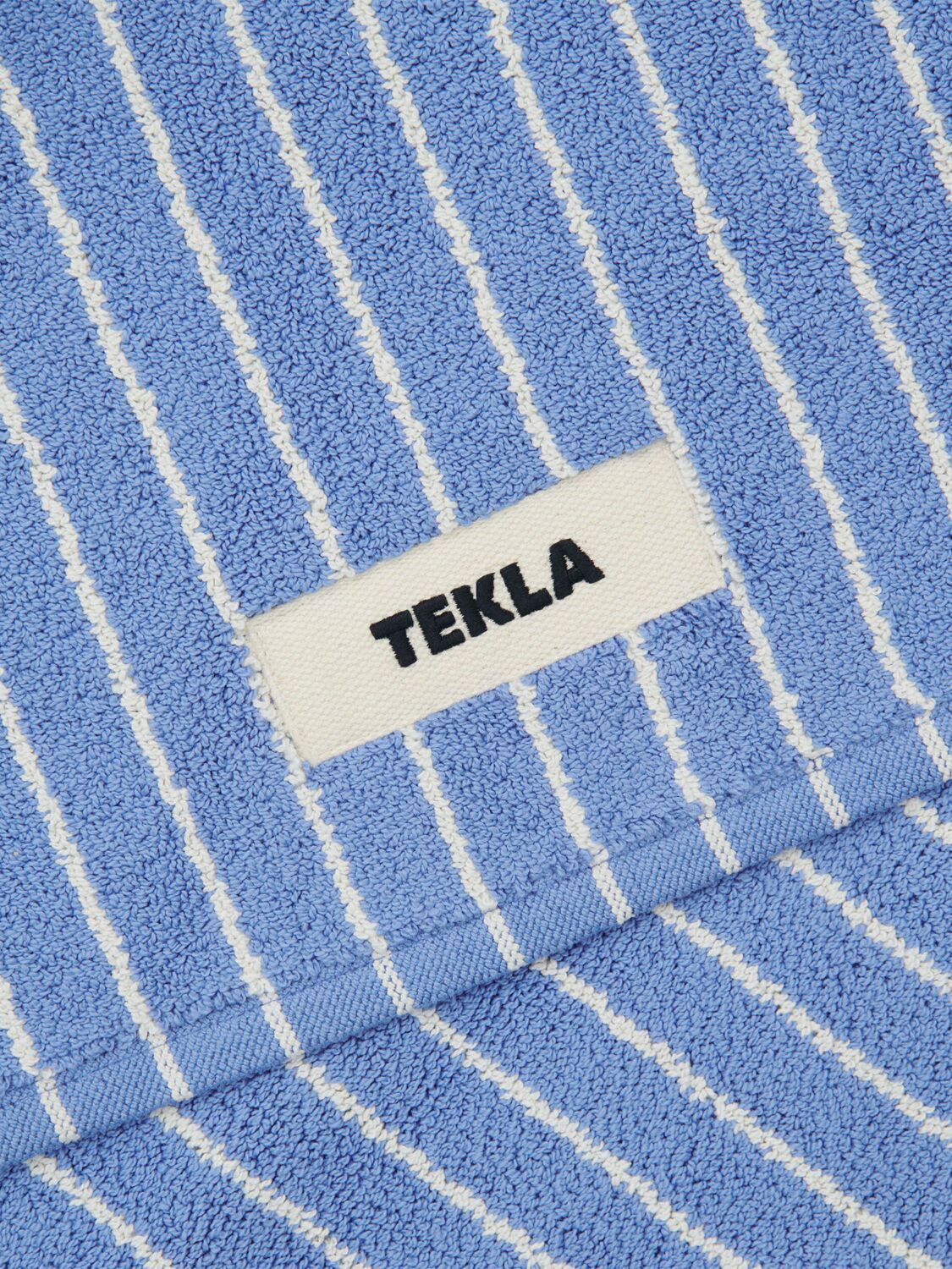 Tekla Clear Blue Stripes Bath Mat In 蓝色