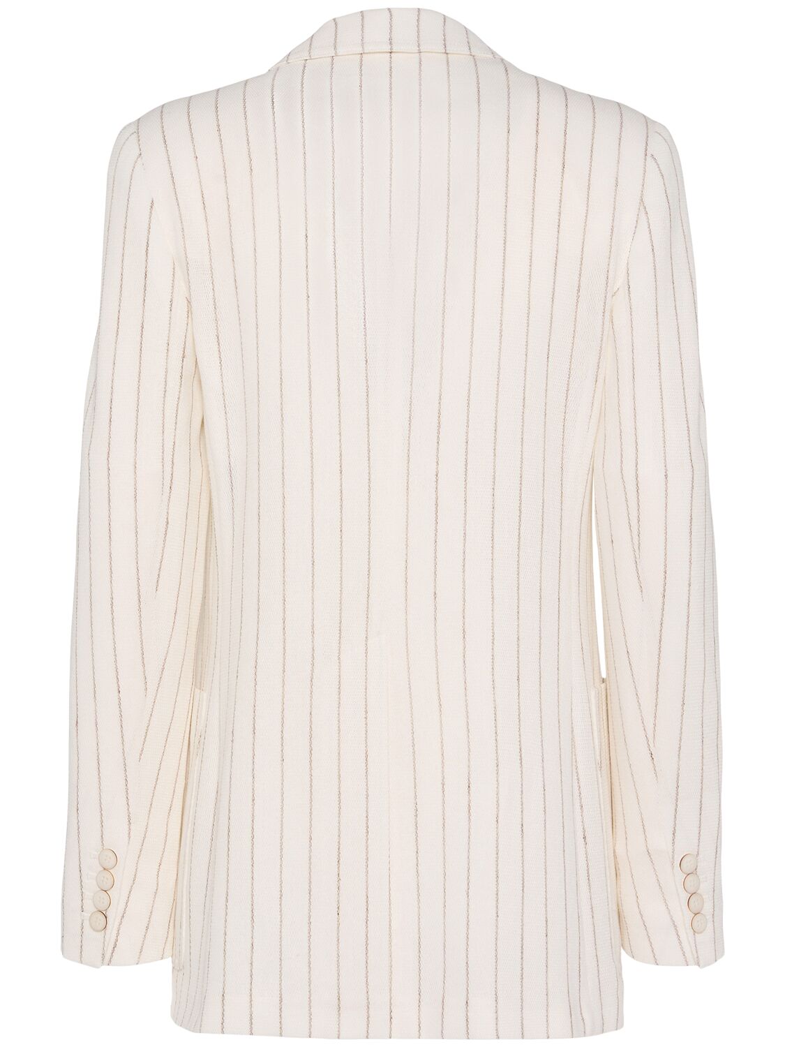 Shop Max Mara Jadi Striped Cotton & Linen Blazer In Ivory/multi