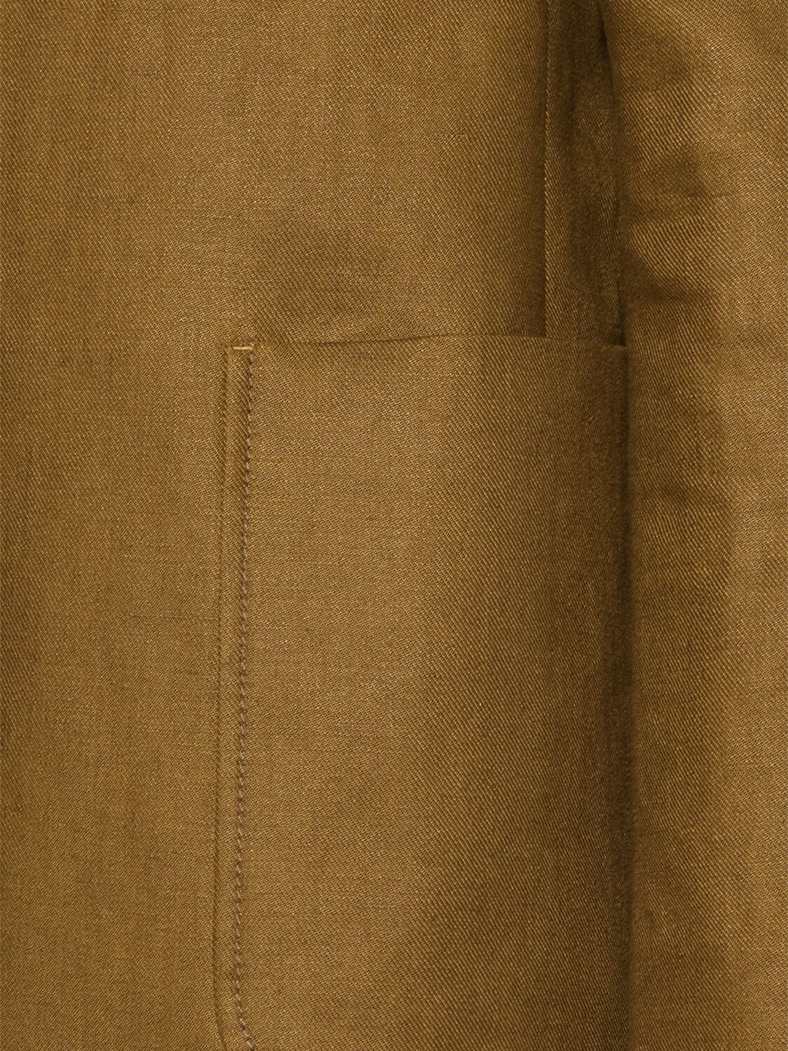 Max Mara Single-breasted Linen Blazer In Dark Khaki