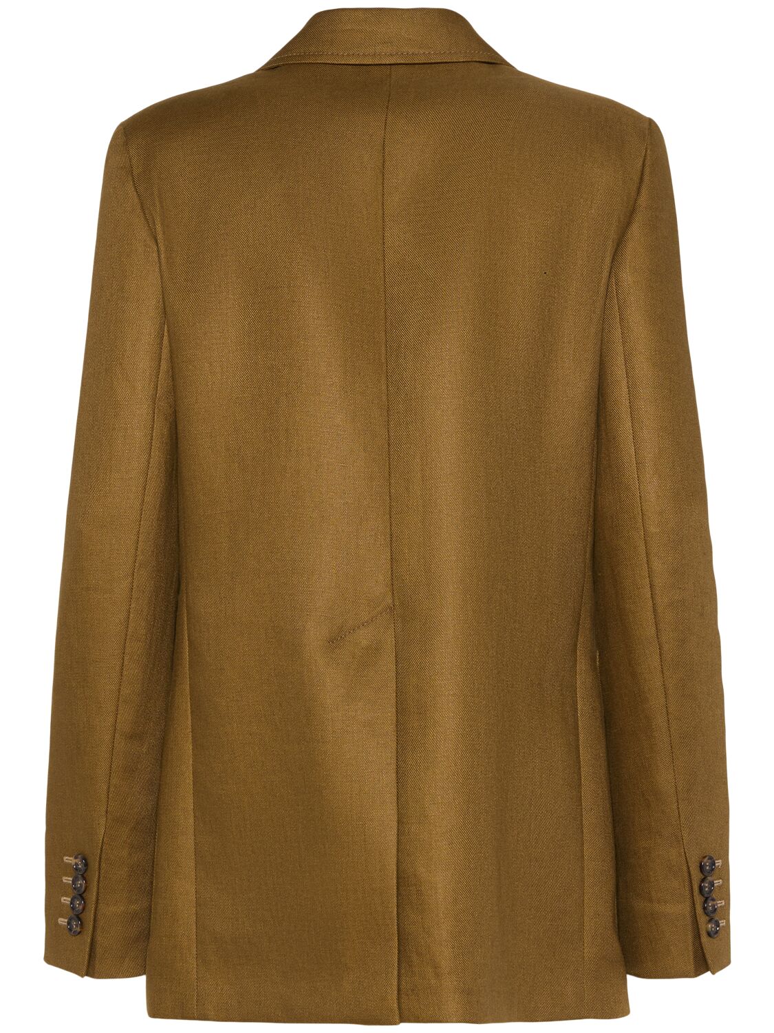 Max Mara Single-breasted Linen Blazer In Dark Khaki