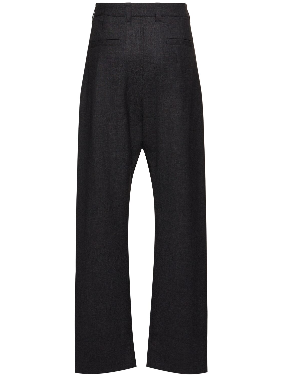 Lemaire Tailored Soft Wool Wide Leg Pants In Dark Melange