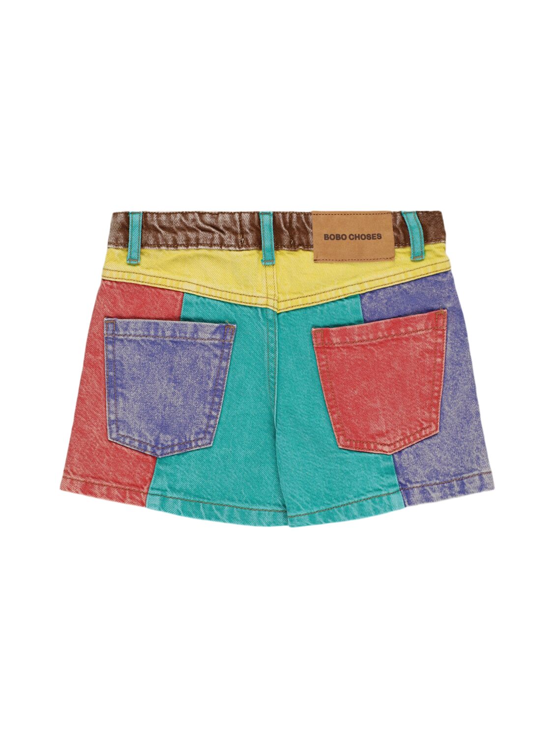 Bobo Choses Color Block Denim Shorts In Multicolor