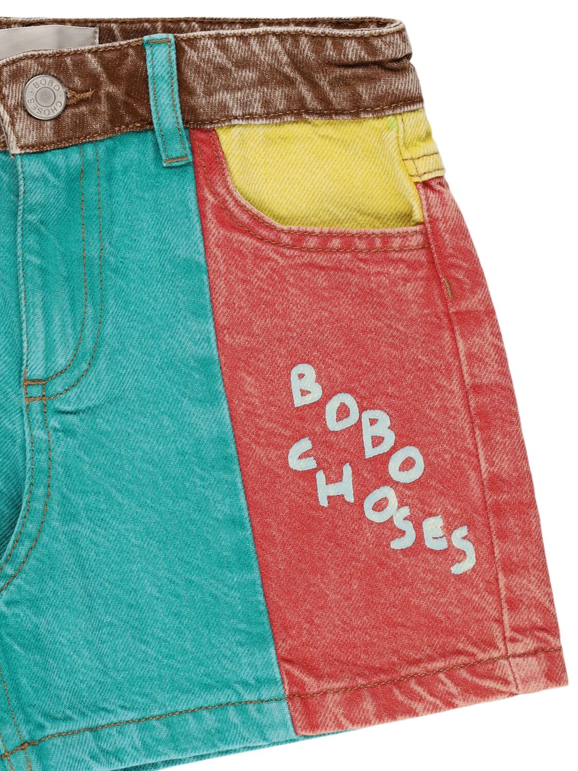 Bobo Choses Color Block Denim Shorts In Multicolor